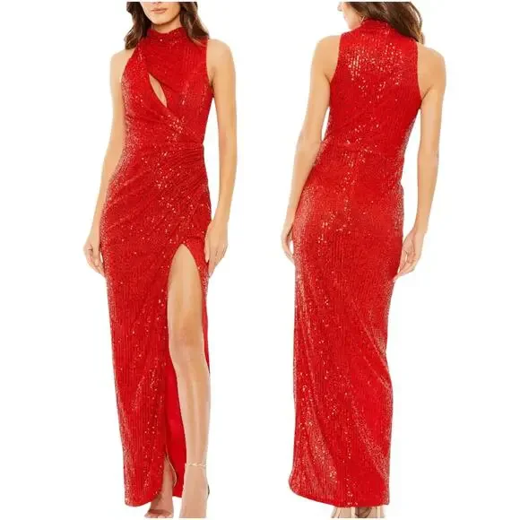 white christmas dresses Mac Duggal 6205 Sleeveless Sequin A Line Ombre Dress main image 1